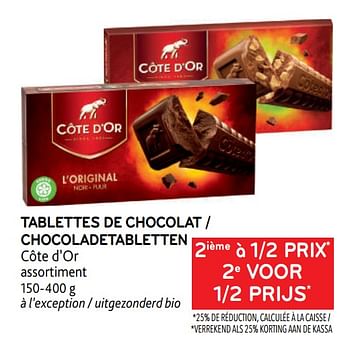 Promotions Tablettes de chocolat côte d’or 2ième à 1-2 prix - Cote D'Or - Valide de 22/03/2023 à 04/04/2023 chez Alvo
