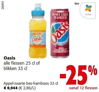 Promoties Oasis appel-zwarte bes-framboos - Oasis - Geldig van 08/03/2023 tot 21/03/2023 bij Colruyt