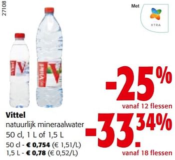 Promoties Vittel natuurlijk mineraalwater - Vittel - Geldig van 08/03/2023 tot 21/03/2023 bij Colruyt
