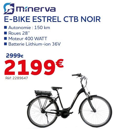 Minerva Minerva e bike estrel ctb noir En promotion chez Auto 5