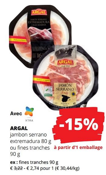 Promotions Argal jambon serrano fines tranches - Argal - Valide de 09/03/2023 à 22/03/2023 chez Spar (Colruytgroup)