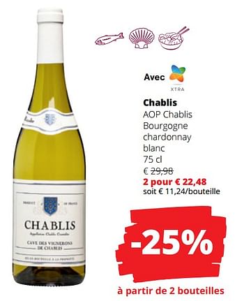 Promotions Chablis aop chablis bourgogne chardonnay blanc - Vins blancs - Valide de 09/03/2023 à 22/03/2023 chez Spar (Colruytgroup)