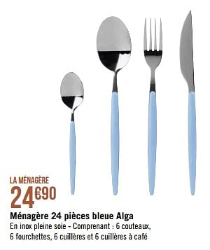 Promotions Ménagère 24 pièces bleue alga - Produit Maison - Géant Casino - Valide de 13/03/2023 à 09/04/2023 chez Géant Casino