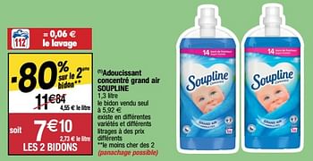 Promotions Adoucissant concentré grand air soupline - Soupline - Valide de 14/03/2023 à 19/03/2023 chez Migros