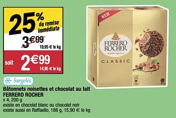 Promotions Bâtonnets noisettes et chocolat au lait ferrero rocher - Ferrero - Valide de 14/03/2023 à 19/03/2023 chez Migros