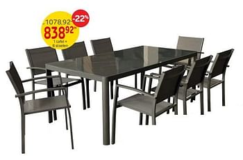 Promoties 1 tafel + 8 stoelen - Huismerk - Brico - Geldig van 15/03/2023 tot 27/03/2023 bij Brico