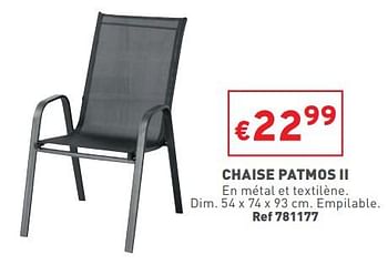 Promotions Chaise patmos ii - Produit maison - Trafic  - Valide de 15/03/2023 à 20/03/2023 chez Trafic