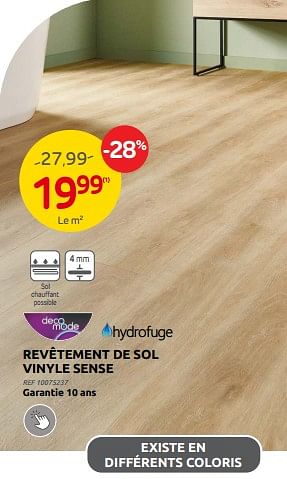 Promoties Revêtement de sol vinyle sense - DecoMode - Geldig van 15/03/2023 tot 27/03/2023 bij Brico