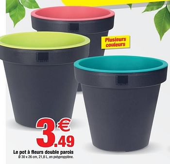 Promotions Le pot à fleurs double parois - Produit Maison - Bazarland - Valide de 08/03/2023 à 26/08/2023 chez Bazarland
