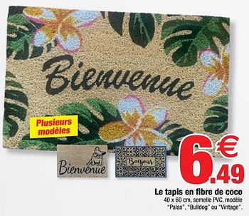 Promotions Le tapis en fibre de coco - Produit Maison - Bazarland - Valide de 08/03/2023 à 26/08/2023 chez Bazarland