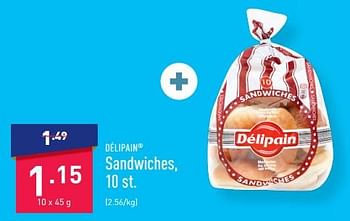 Promotions Sandwiches - Delipain - Valide de 20/03/2023 à 31/03/2023 chez Aldi