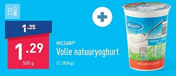 Promotions Volle natuuryoghurt - Milsani - Valide de 20/03/2023 à 31/03/2023 chez Aldi
