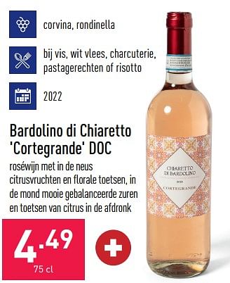Promoties Bardolino di chiaretto cortegrande doc - Rosé wijnen - Geldig van 24/03/2023 tot 31/03/2023 bij Aldi