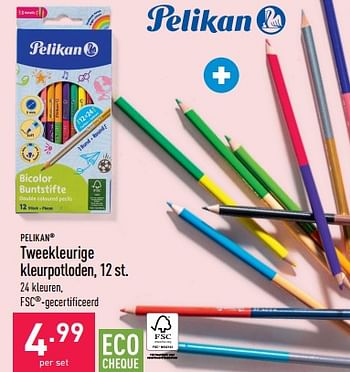 Promotions Tweekleurige kleurpotloden - Pelikan - Valide de 22/03/2023 à 31/03/2023 chez Aldi