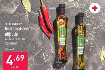 Promoties Gearomatiseerde olijfolie - El Cultivador - Geldig van 24/03/2023 tot 31/03/2023 bij Aldi