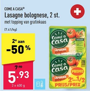 Promotions Lasagne bolognese - Come a Casa - Valide de 24/03/2023 à 31/03/2023 chez Aldi