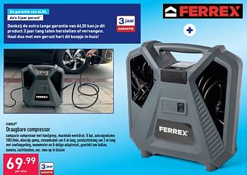 Promoties Ferrex draagbare compressor - Ferrex - Geldig van 25/03/2023 tot 31/03/2023 bij Aldi
