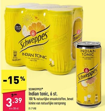 Promotions Indian tonic - Schweppes - Valide de 20/03/2023 à 31/03/2023 chez Aldi