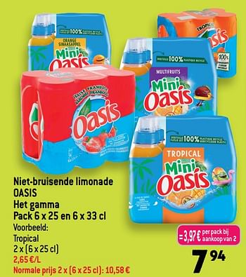 Promoties Niet-bruisende limonade oasis tropical - Oasis - Geldig van 15/03/2023 tot 21/03/2023 bij Smatch