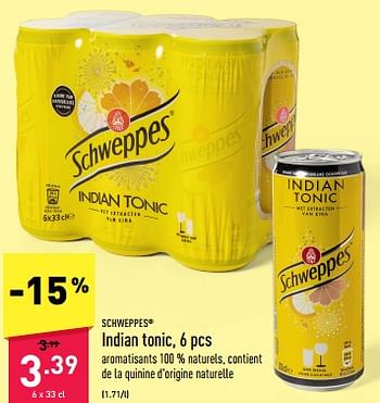 Promotions Indian tonic - Schweppes - Valide de 20/03/2023 à 31/03/2023 chez Aldi