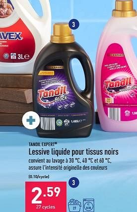 Promoties Lessive liquide pour tissus noirs - Tandil - Geldig van 20/03/2023 tot 31/03/2023 bij Aldi