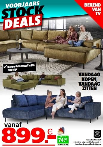 Promoties Hoeksalon manilla - Huismerk - Seats and Sofas - Geldig van 16/03/2023 tot 02/04/2023 bij Seats and Sofas