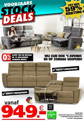 Promoties Model opal - Huismerk - Seats and Sofas - Geldig van 16/03/2023 tot 02/04/2023 bij Seats and Sofas