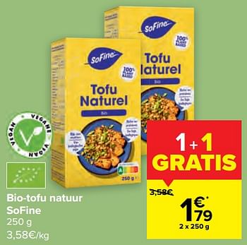Promoties Bio-tofu natuur sofine - SO FINE - Geldig van 15/03/2023 tot 27/03/2023 bij Carrefour