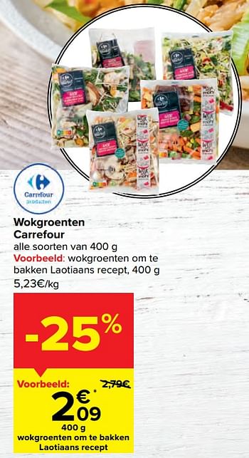 Promoties Wokgroenten om te bakken laotiaans recept - Huismerk - Carrefour  - Geldig van 15/03/2023 tot 27/03/2023 bij Carrefour