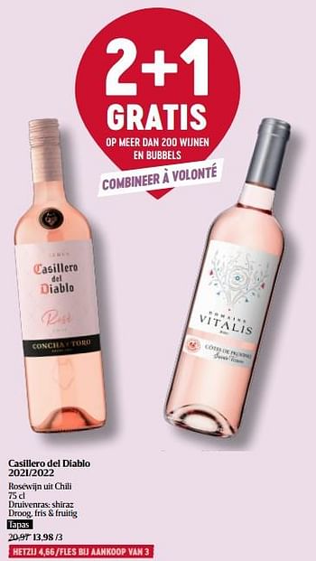 Promoties Casillero del diablo 2021-2022 roséwijn uit chili - Rosé wijnen - Geldig van 16/03/2023 tot 22/03/2023 bij Delhaize