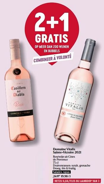 Promoties Domaine vitalis sainte-victoire 2021 roséwijn uit côtes de provence - Rosé wijnen - Geldig van 16/03/2023 tot 22/03/2023 bij Delhaize