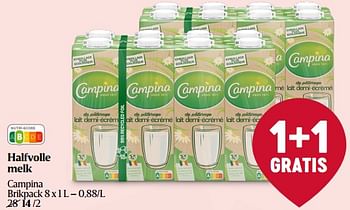 Promoties Halfvolle melk campina - Campina - Geldig van 16/03/2023 tot 22/03/2023 bij Delhaize