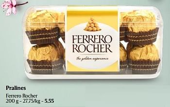 Promoties Pralines ferrero rocher - Ferrero - Geldig van 16/03/2023 tot 22/03/2023 bij Delhaize
