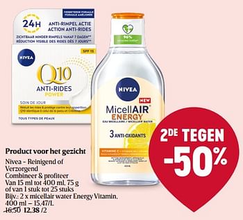 Promoties Micellair water energy vitamin - Nivea - Geldig van 16/03/2023 tot 22/03/2023 bij Delhaize