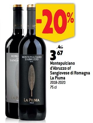 Promoties Montepulciano d’abruzzo of sangiovese di romagna la piuma - Rode wijnen - Geldig van 15/03/2023 tot 11/04/2023 bij Smatch