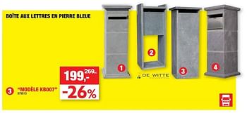 Promotions Boîte aux lettres en pierre bleue modèle kb007 - DE WITTE  - Valide de 15/03/2023 à 26/03/2023 chez Hubo