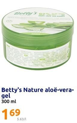 Promotions Betty`s nature aloë-vera- gel - Betty's Nature - Valide de 15/03/2023 à 21/03/2023 chez Action