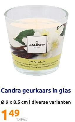 Promoties Candra geurkaars in glas - Candra - Geldig van 15/03/2023 tot 21/03/2023 bij Action