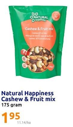 Promoties Natural happiness cashew + fruit mix - Natural Happiness - Geldig van 15/03/2023 tot 21/03/2023 bij Action