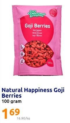 Promoties Natural happiness goji berries - Natural Happiness - Geldig van 15/03/2023 tot 21/03/2023 bij Action