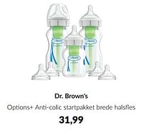 Promoties Dr. brown`s options+ anti-colic startpakket brede halsfles - DrBrown's - Geldig van 16/03/2023 tot 10/04/2023 bij BabyPark