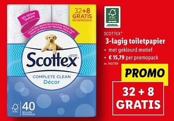 Promoties 3-lagig toiletpapier - Scottex - Geldig van 22/03/2023 tot 28/03/2023 bij Lidl