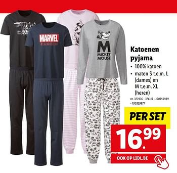 Promoties Katoenen pyjama - Huismerk - Lidl - Geldig van 22/03/2023 tot 28/03/2023 bij Lidl