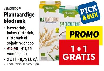 Promoties Plantaardige biodrank - Vemondo - Geldig van 22/03/2023 tot 28/03/2023 bij Lidl