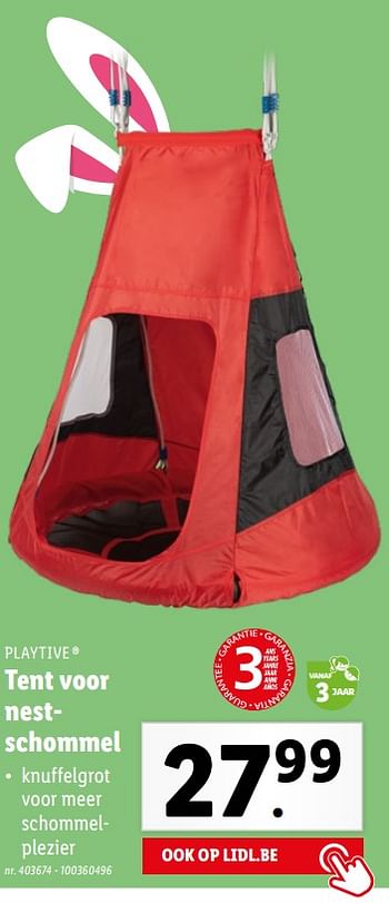 Promoties Tent voor nestschommel - Playtive Junior - Geldig van 22/03/2023 tot 28/03/2023 bij Lidl