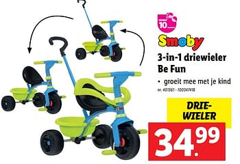 Promoties 3-in-1 driewieler be fun - Smoby - Geldig van 22/03/2023 tot 28/03/2023 bij Lidl