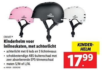 Promoties Kinderhelm voor inlineskaten, met achterlicht - Crivit - Geldig van 22/03/2023 tot 28/03/2023 bij Lidl
