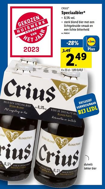 Promotions Speciaalbier - Crius - Valide de 22/03/2023 à 28/03/2023 chez Lidl
