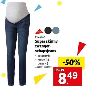 Promoties Super skinny zwangerschapsjeans - Esmara - Geldig van 22/03/2023 tot 28/03/2023 bij Lidl
