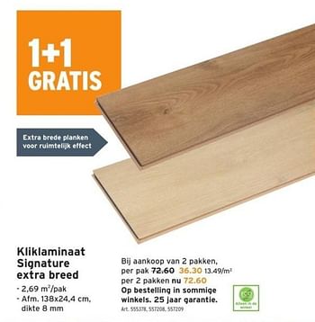 Promoties Kliklaminaat signature extra breed - Huismerk - Gamma - Geldig van 15/03/2023 tot 28/03/2023 bij Gamma